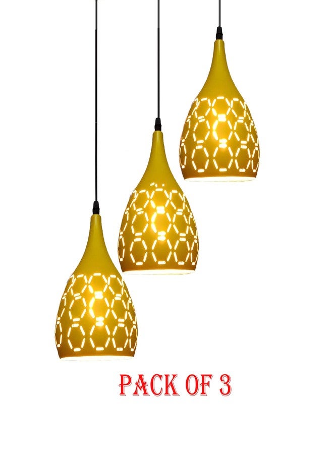 BrightLyt Aluminum Ceiling Hanging Light for Kitchen Island, Pendant Light for Ceiling of Dining/Breakfast Table, Home Decorative Hanging Lamps (Lemon, Pack of 3) - Image 4